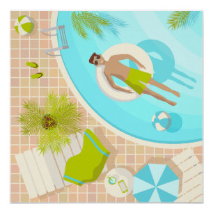 Schwimmbad Typ auf tropischen Sommerurlaub am Stra Poster