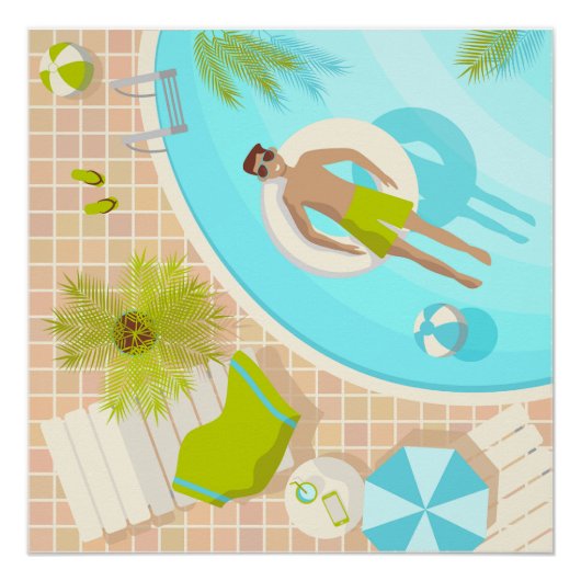 Schwimmbad Typ auf tropischen Sommerurlaub am Stra Poster (Vorderseite)