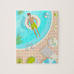 Schwimmbad Typ auf tropischen Sommerurlaub am Stra Puzzle