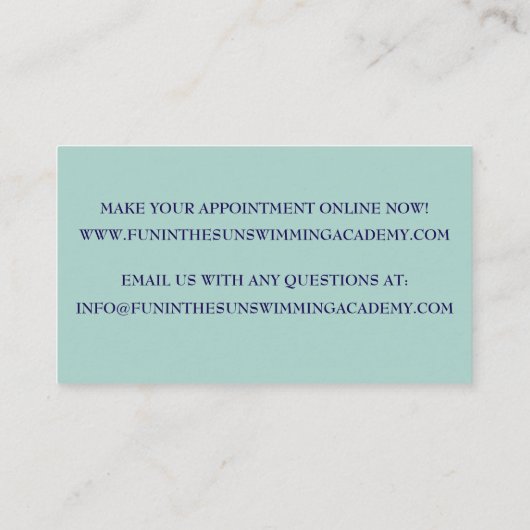Schwimmbad Visitenkarte (Rückseite)