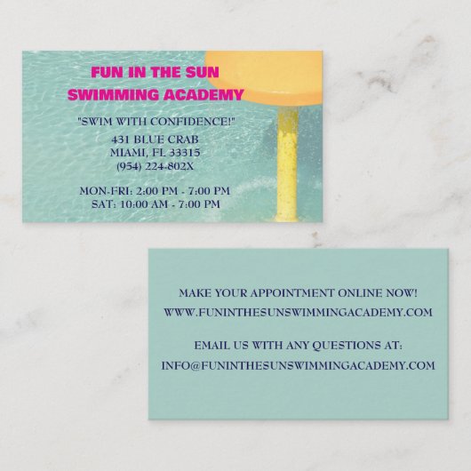 Schwimmbad Visitenkarte (Vorne/Hinten)