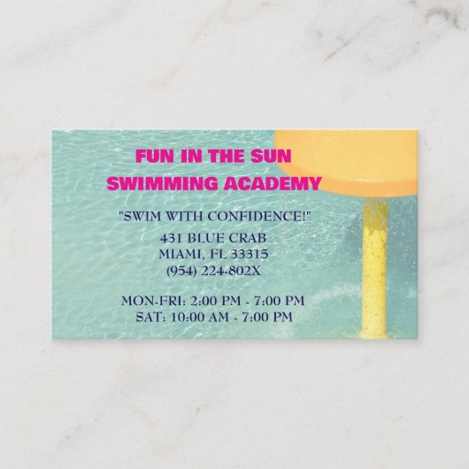 Schwimmbad Visitenkarte (Vorderseite)