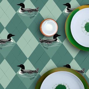 Schwimmbad Vögel Grüne Raute Hüttendekor Tischdecke