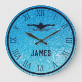 Schwimmbad Wasser Große Wanduhr (Vorderseite)