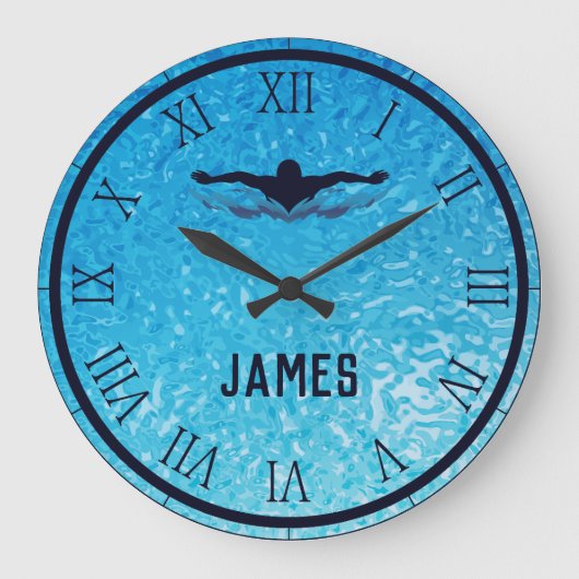 Schwimmbad Wasser Große Wanduhr (Vorderseite)