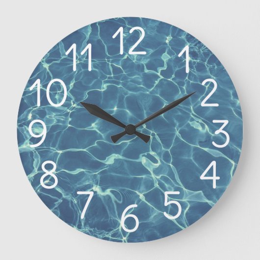 Schwimmbad Wasser Große Wanduhr (Vorderseite)