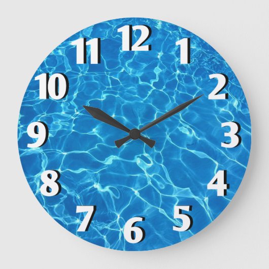 Schwimmbad Wasser Große Wanduhr (Vorderseite)