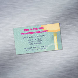 Schwimmbad Wasserstunden zum Schwimmen Magnetische Visitenkarte