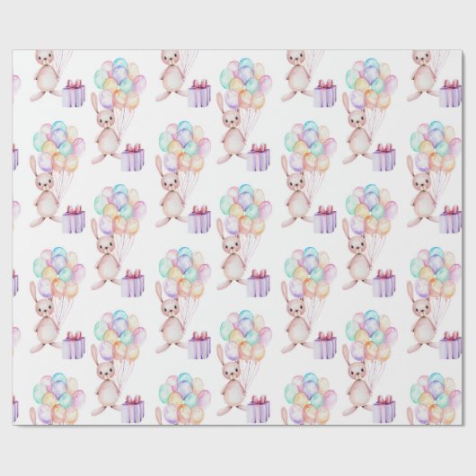 Schwimmbäder Bunny Rabbit in Pastellfarben Geschenkpapier (Flach)