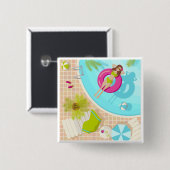 Schwimmbäder in Bikini Sommerstrand Button (Vorne & Hinten)