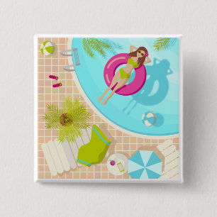 Schwimmbäder in Bikini Sommerstrand Button