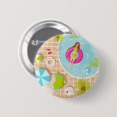Schwimmbäder in Bikini Sommerstrand Button (Vorne & Hinten)