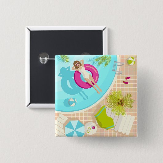 Schwimmbäder in Bikini Sommerstrand Button (Vorne & Hinten)