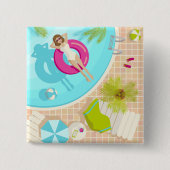 Schwimmbäder in Bikini Sommerstrand Button (Vorderseite)