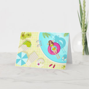 Schwimmbäder in Bikini Sommerstrand Dankeskarte