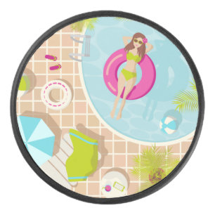 Schwimmbäder in Bikini Sommerstrand Eishockey Puck