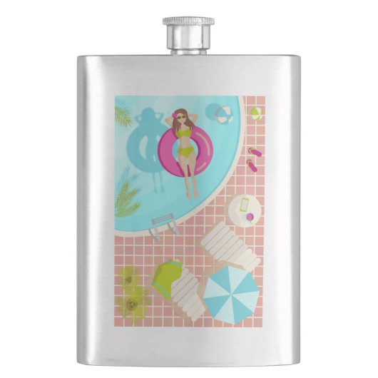 Schwimmbäder in Bikini Sommerstrand Flachmann (Vorderseite)