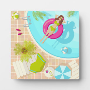 Schwimmbäder in Bikini Sommerstrand Fotoplatte