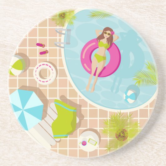 Schwimmbäder in Bikini Sommerstrand Getränkeuntersetzer (Vorne)