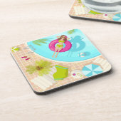 Schwimmbäder in Bikini Sommerstrand Getränkeuntersetzer (Linke Seite)