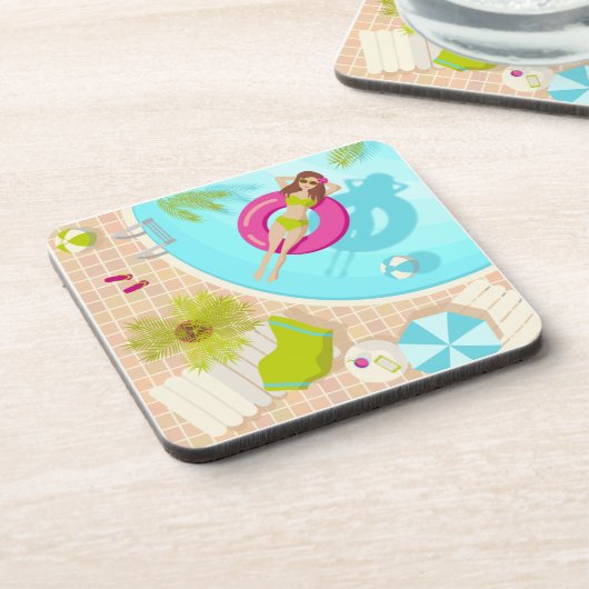 Schwimmbäder in Bikini Sommerstrand Getränkeuntersetzer (Linke Seite)