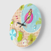 Schwimmbäder in Bikini Sommerstrand Große Wanduhr (Winkel)