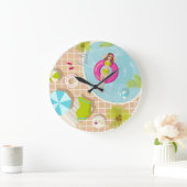 Schwimmbäder in Bikini Sommerstrand Große Wanduhr (Zuhause)