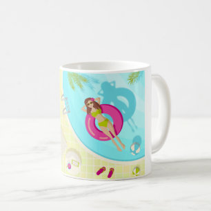 Schwimmbäder in Bikini Sommerstrand Kaffeetasse