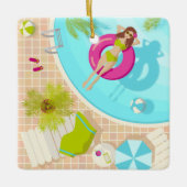 Schwimmbäder in Bikini Sommerstrand Keramikornament (Vorderseite)