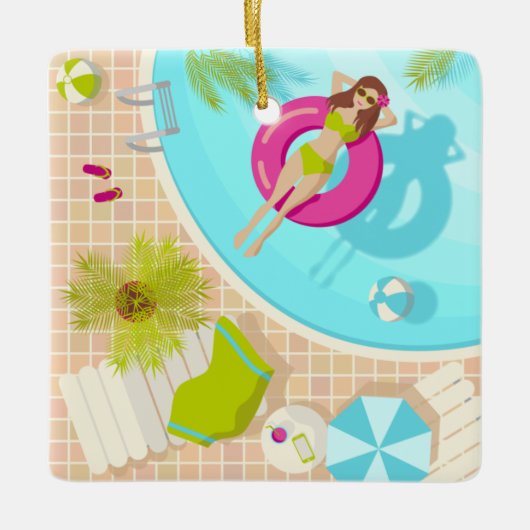 Schwimmbäder in Bikini Sommerstrand Keramikornament (Vorderseite)