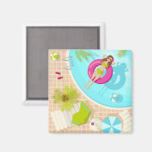 Schwimmbäder in Bikini Sommerstrand Magnet (Vorderseite/Rückseite)