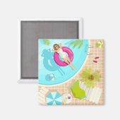 Schwimmbäder in Bikini Sommerstrand Magnet (Vorderseite/Rückseite)