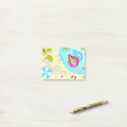 Schwimmbäder in Bikini Sommerstrand Post-it Klebezettel (Auf Schreibtisch)