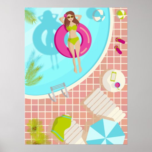 Schwimmbäder in Bikini Sommerstrand Poster (Vorne)