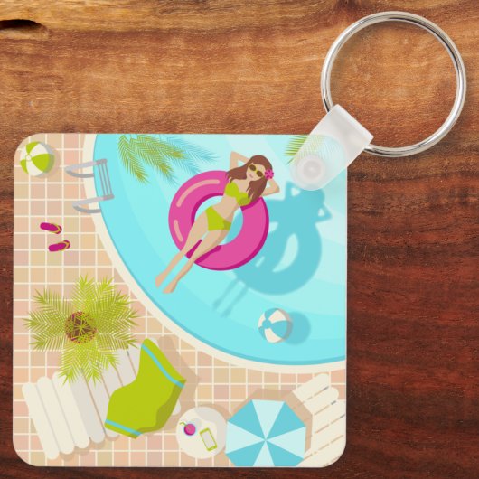 Schwimmbäder in Bikini Sommerstrand Schlüsselanhänger (Rückseite)