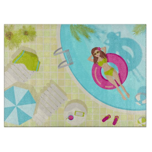 Schwimmbäder in Bikini Sommerstrand Schneidebrett (Vorderseite)