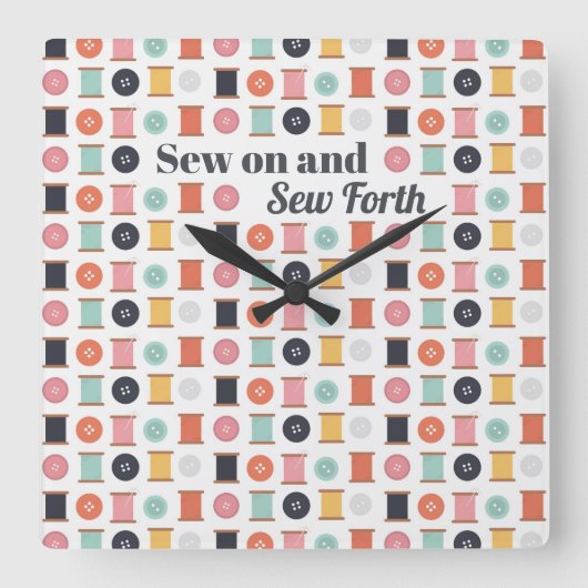 Schwimmbäder mit den Thread- und Nähknöpfen Quadratische Wanduhr (Vorderseite)