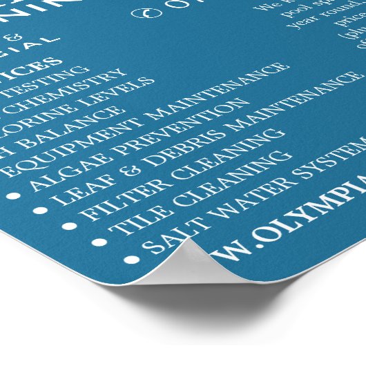 Schwimmbadleiter, Poolreinigung Werbung Poster (Ecke)