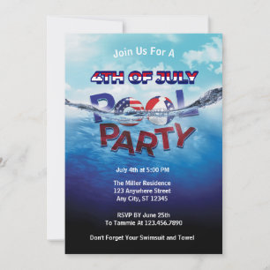 Schwimmbadparty zum 4. Juli Einladung