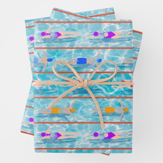 Schwimmbadschwimmbäder Teamdesign Geschenkpapier Set (Beispiel)