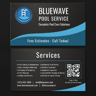 Schwimmbadservice QR-Code Metallisch Visitenkarte