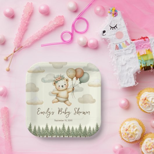 Schwimmbär Adventures Babydusche Pappteller (Party)