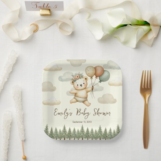 Schwimmbär Adventures Babydusche Pappteller (Hochzeit)