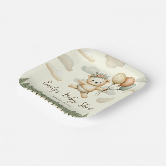 Schwimmbär Adventures Babydusche Pappteller (Gewinkelt)