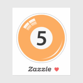 Schwimmbecken/Billardkugel Nummer fünf (5) orange Aufkleber