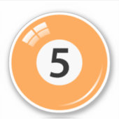 Schwimmbecken/Billardkugel Nummer fünf (5) orange Aufkleber (Vorderseite)