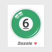 Schwimmbecken/Billardkugel Nummer sechs (6) grün Aufkleber (Blatt)