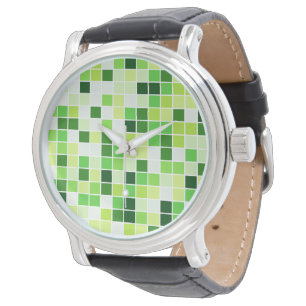Schwimmbecken, grüne Mosaikfliesen, geometrisches Armbanduhr