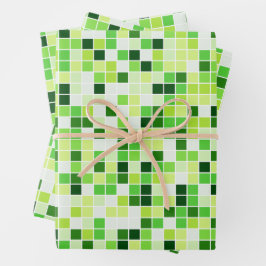Schwimmbecken, grüne Mosaikfliesen, geometrisches  Geschenkpapier Set