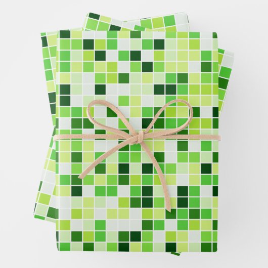 Schwimmbecken, grüne Mosaikfliesen, geometrisches  Geschenkpapier Set (Beispiel)